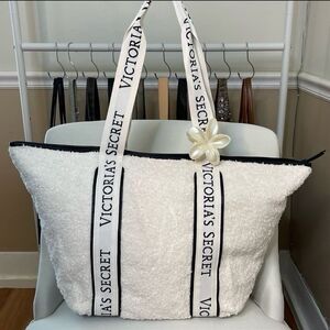 Victoria’s Secret Logo Sherpa Plush Fleece Tote Bag